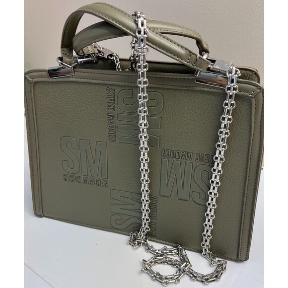 Steve Madden BMatteo top handle satchel in olive green - Picture 3 of 13